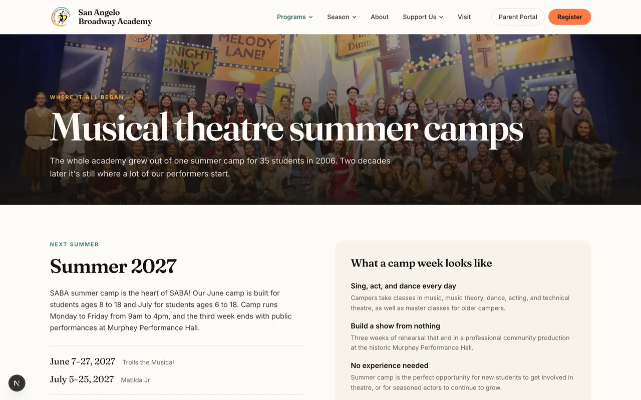 Musical theatre summer camps